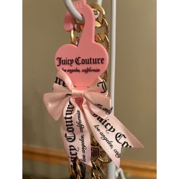 Juicy Couture Gold-Tone & Black Charm Link Dangle Belt M/L Heart Crown Key - Picture 3 of 12
